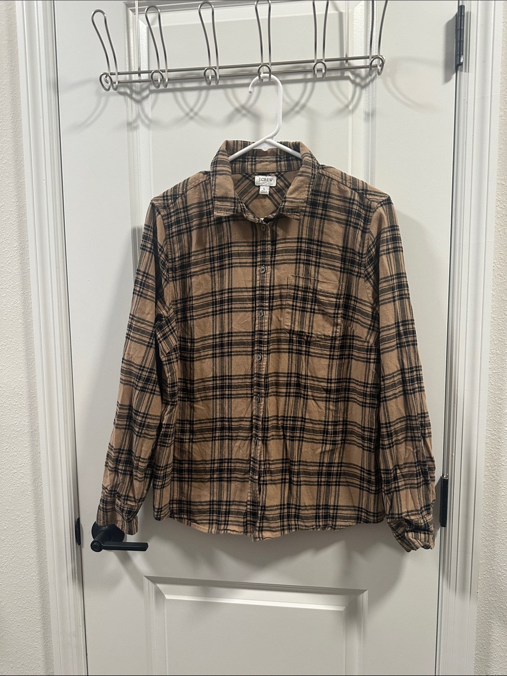 J. Crew womens Brown and Black Plaid Button-Down Shirt